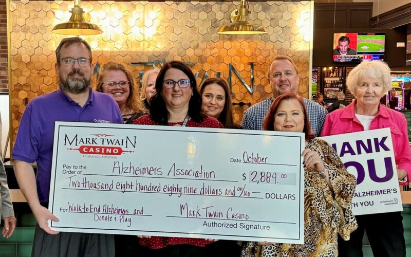 Mark Twain Casino raises $2,889 for Alzheimer’s Association through match donation campaign – Muddy River News